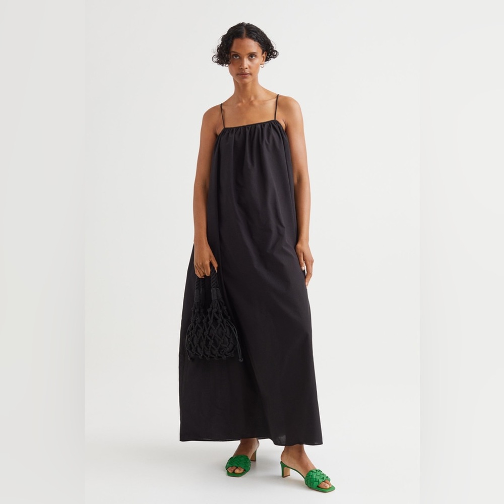 H & M Black Airy Cotton Maxi Dress